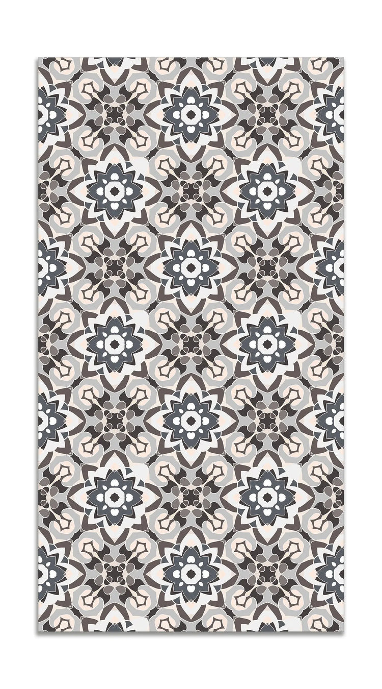 Alfombra Azulejo Oriental Floreada Gris freeshipping - Home and Living