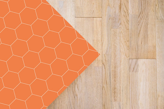 Alfombra Vinílica Mosaico Hexágonos Naranja freeshipping - Home and Living