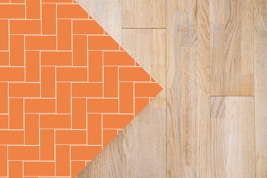 Alfombra Vinílica Mosaico Ladrillos Naranja freeshipping - Home and Living