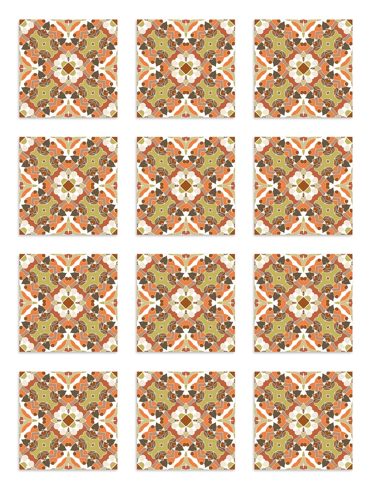 Azulejo Adhesivo Oriental Hidráulico Naranja Home & Living 