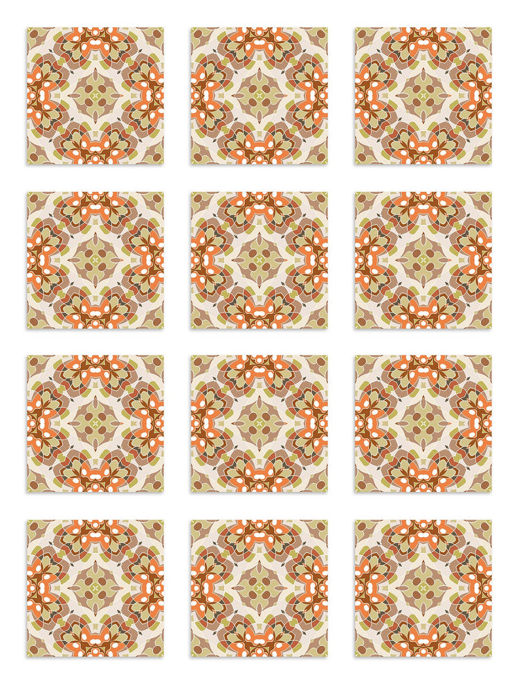 Azulejo Adhesivo Oriental Naranja Home & Living 