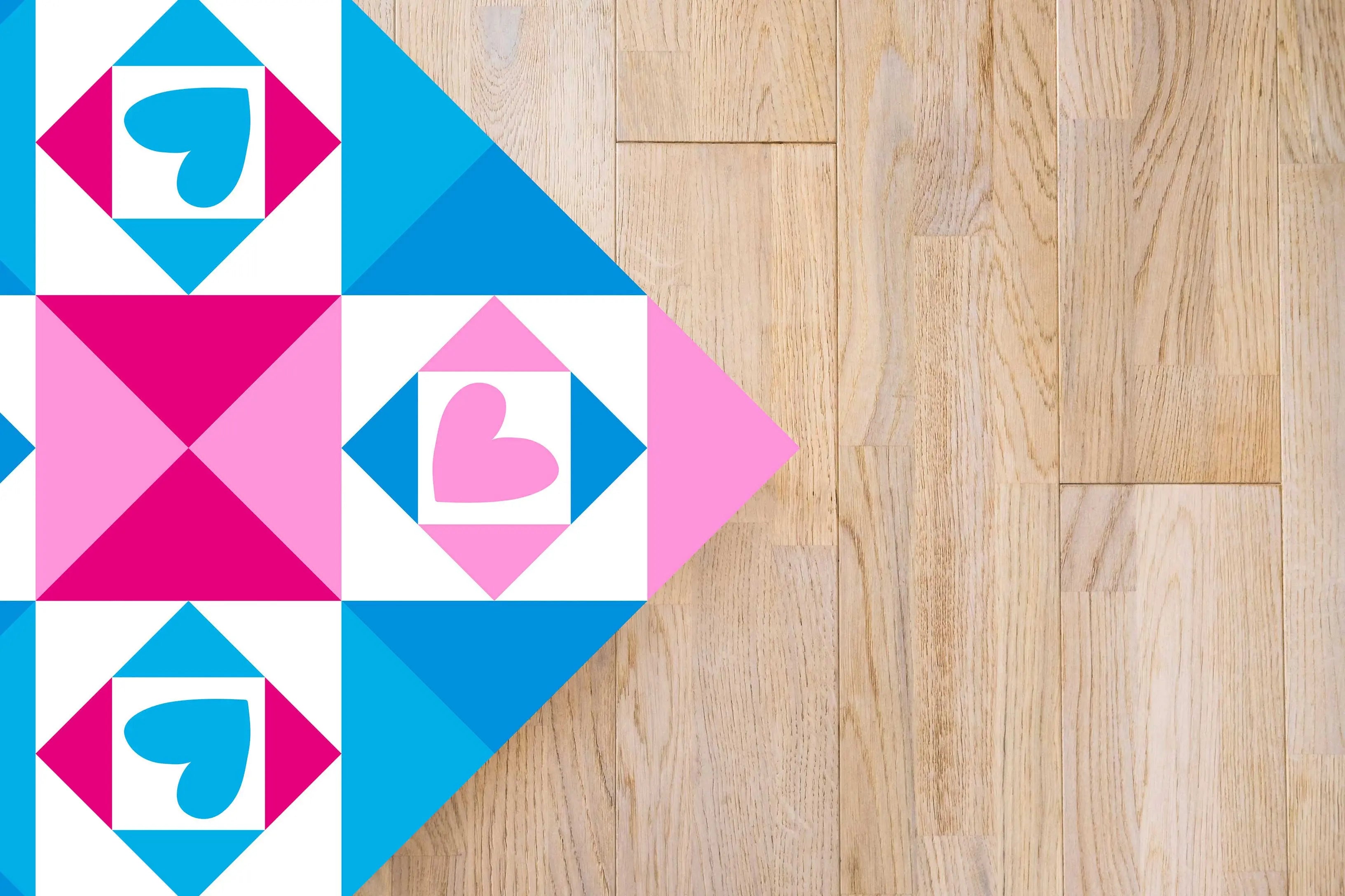 Alfombra Agatha Ruiz de la Prada Baldosas Corazones Azul y Rosa Home & Living 