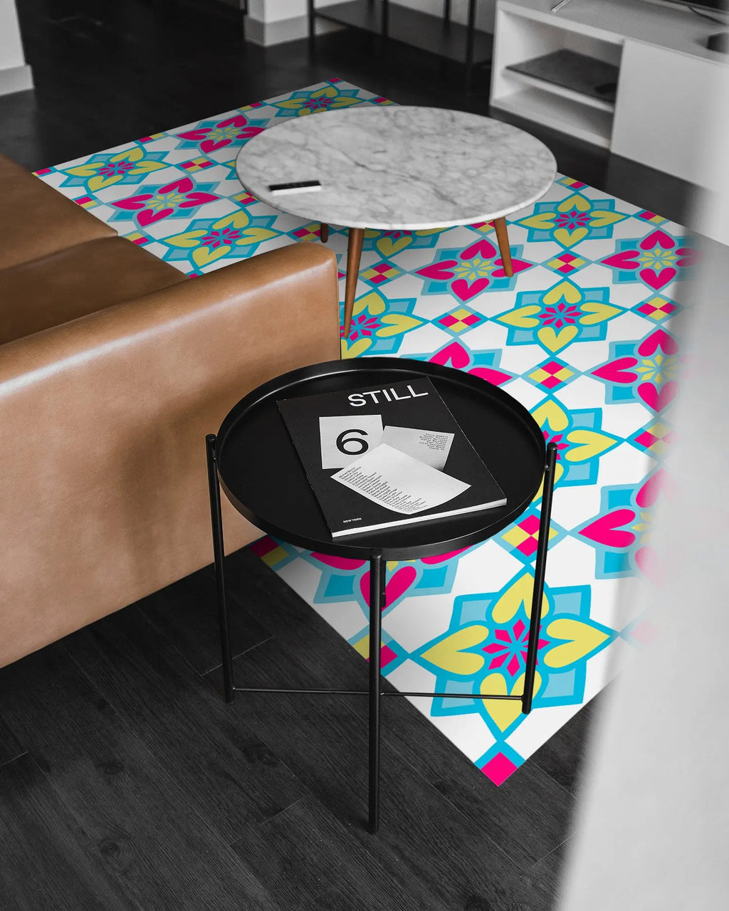 Alfombra Agatha Ruiz de la Prada Baldosas Flores Rosa y Amarillo Home & Living 