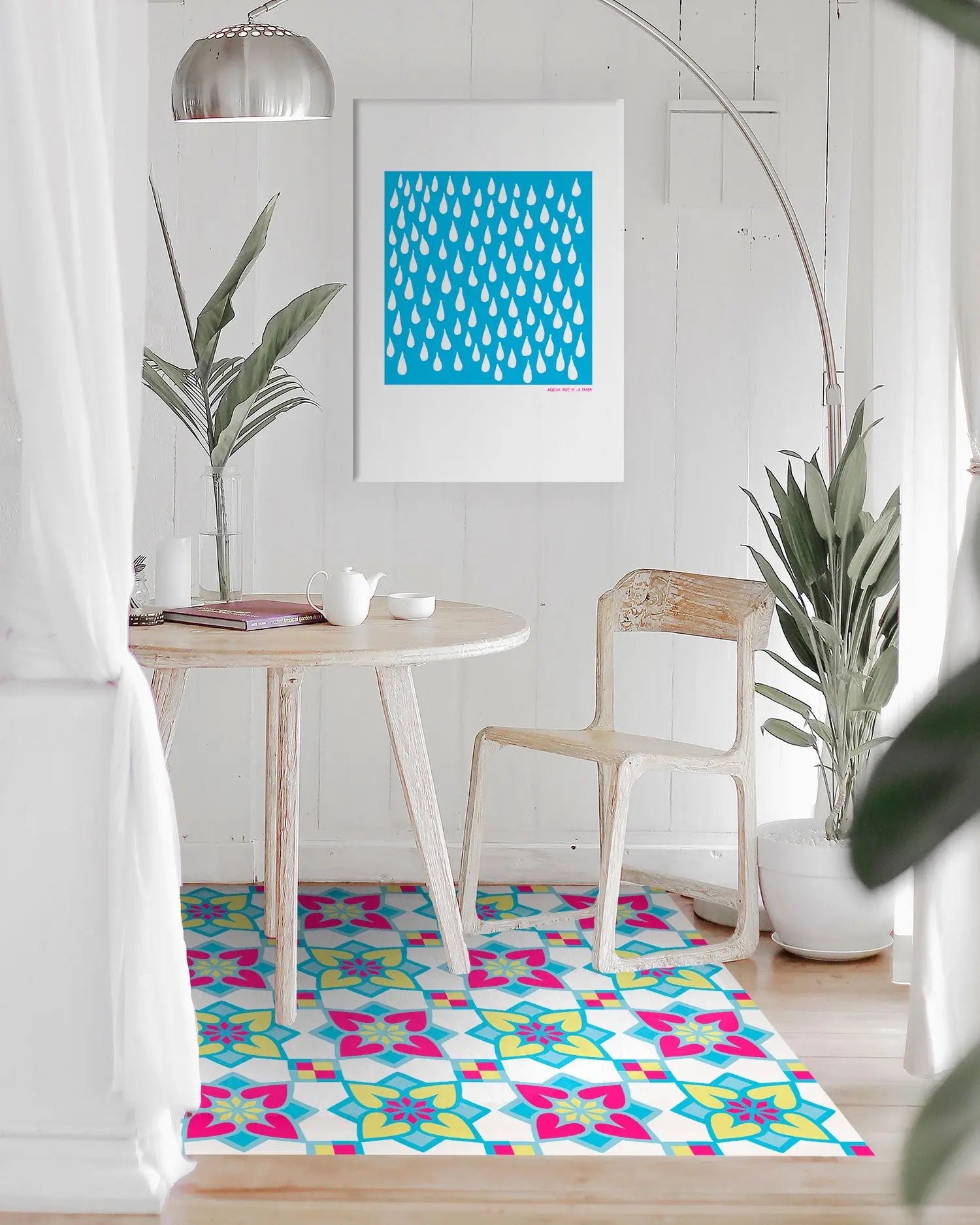 Alfombra Agatha Ruiz de la Prada Baldosas Flores Rosa y Amarillo Home & Living 