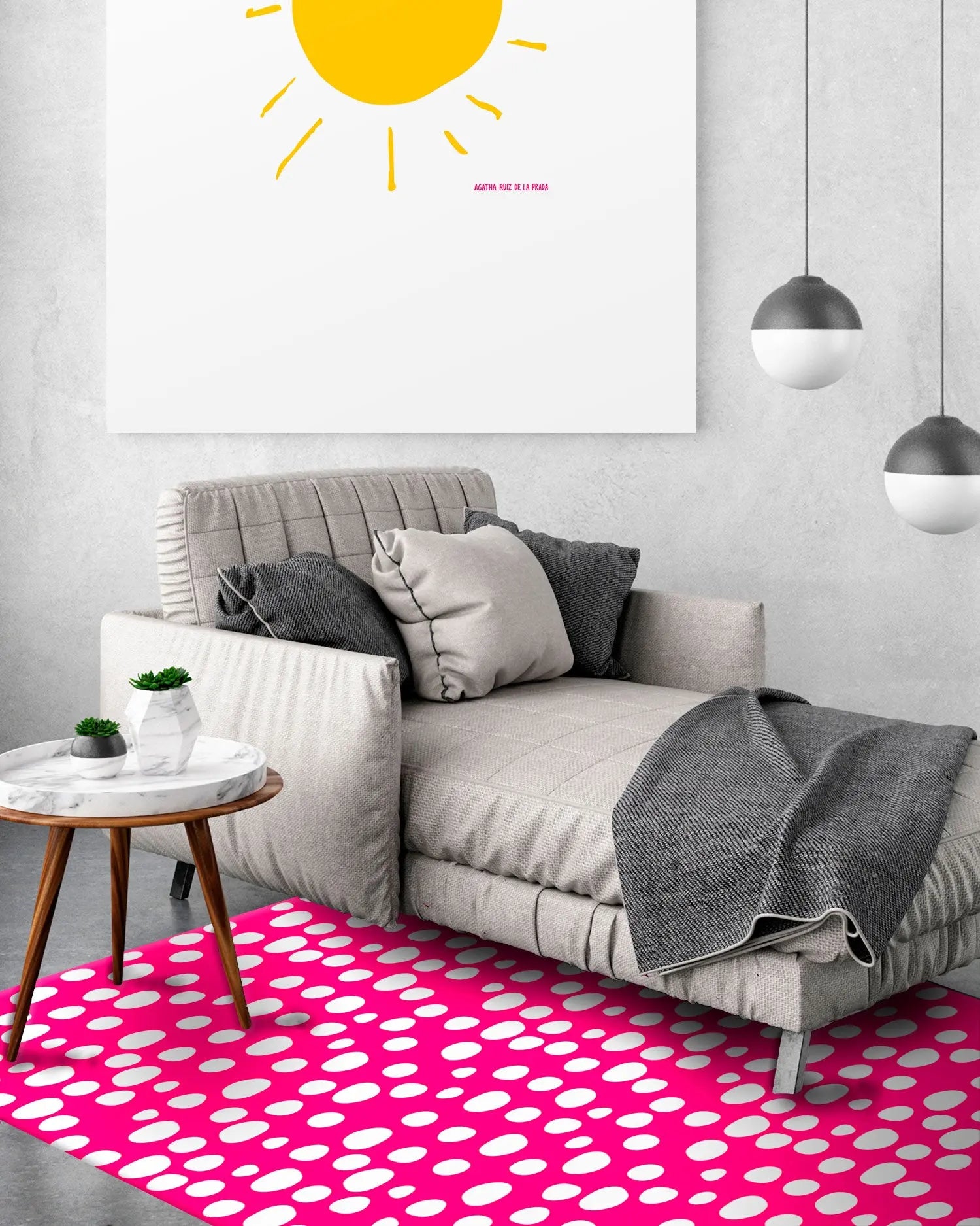 Alfombra Agatha Ruiz de la Prada Estampados Básicos Círculos Blancos y Rosas Home & Living 