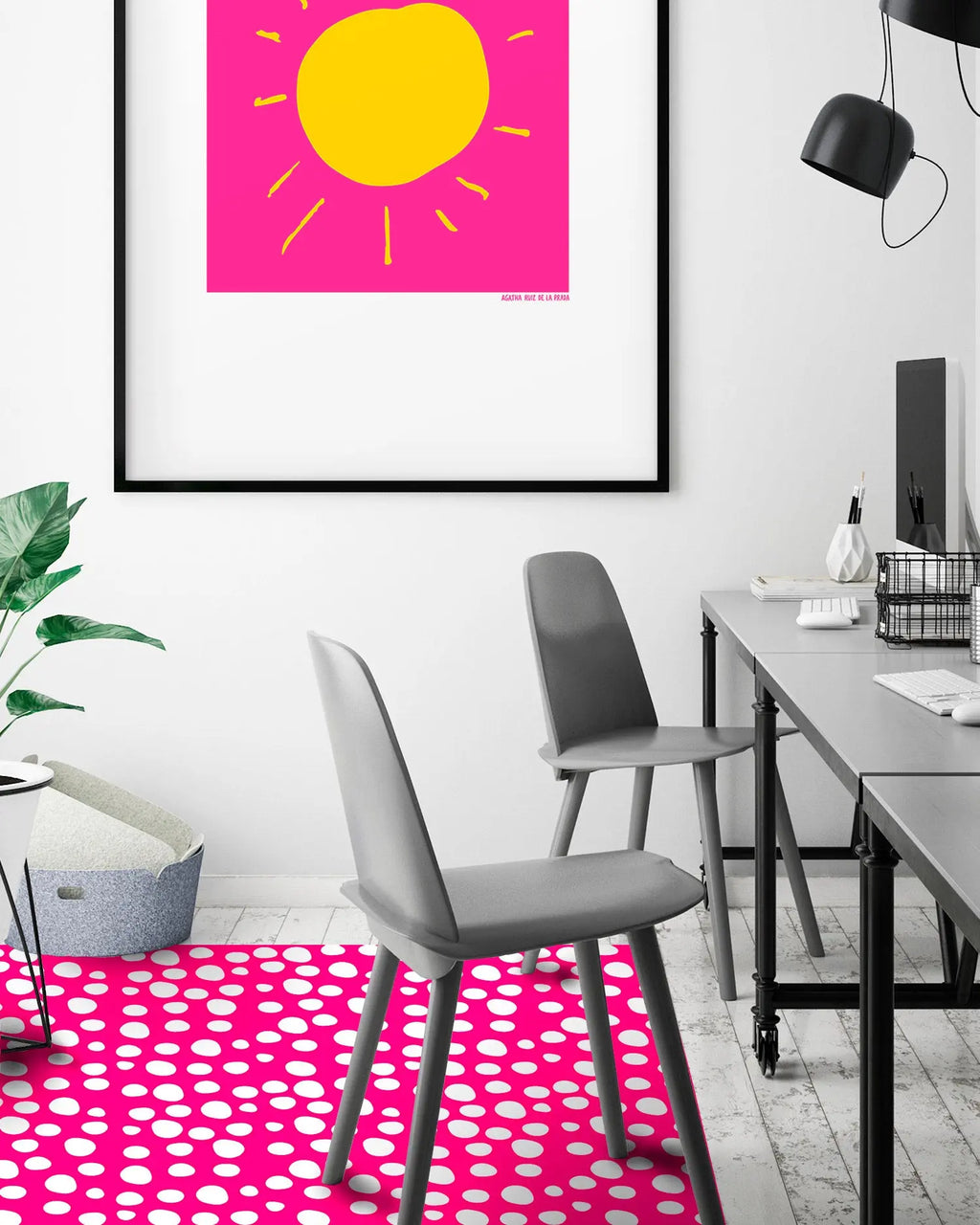 Alfombra Agatha Ruiz de la Prada Estampados Básicos Círculos Blancos y Rosas Home & Living 