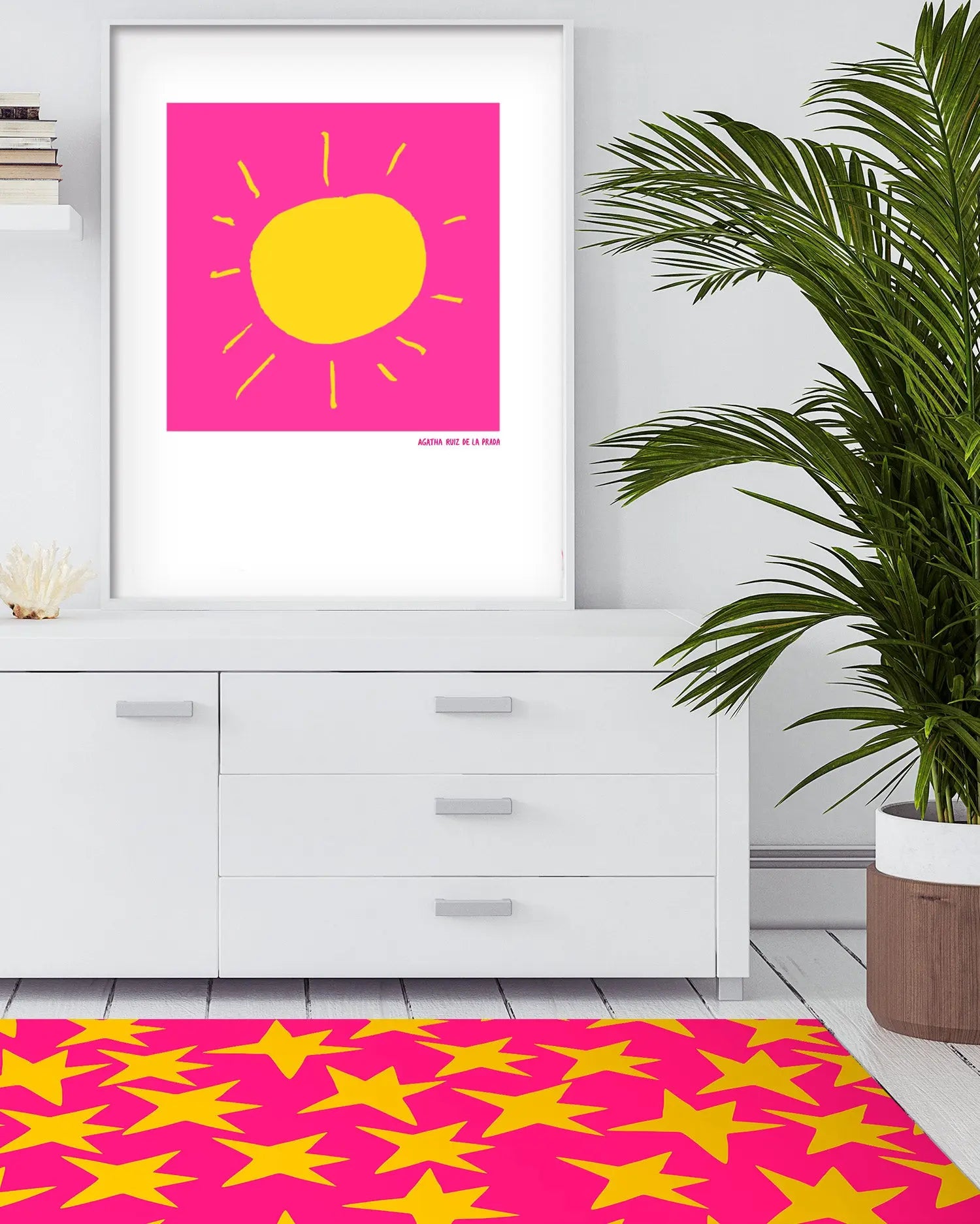 Alfombra Agatha Ruiz de la Prada Estampados Básicos Estrellas Amarillas y Rosas Home & Living 