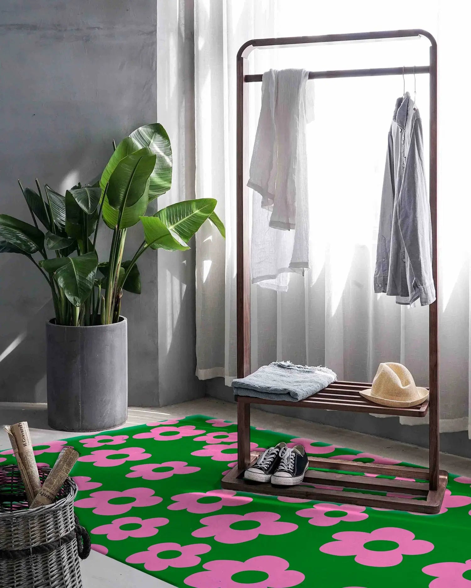 Alfombra Agatha Ruiz de la Prada Estampados Básicos Flores Lilas y Verdes Home & Living 