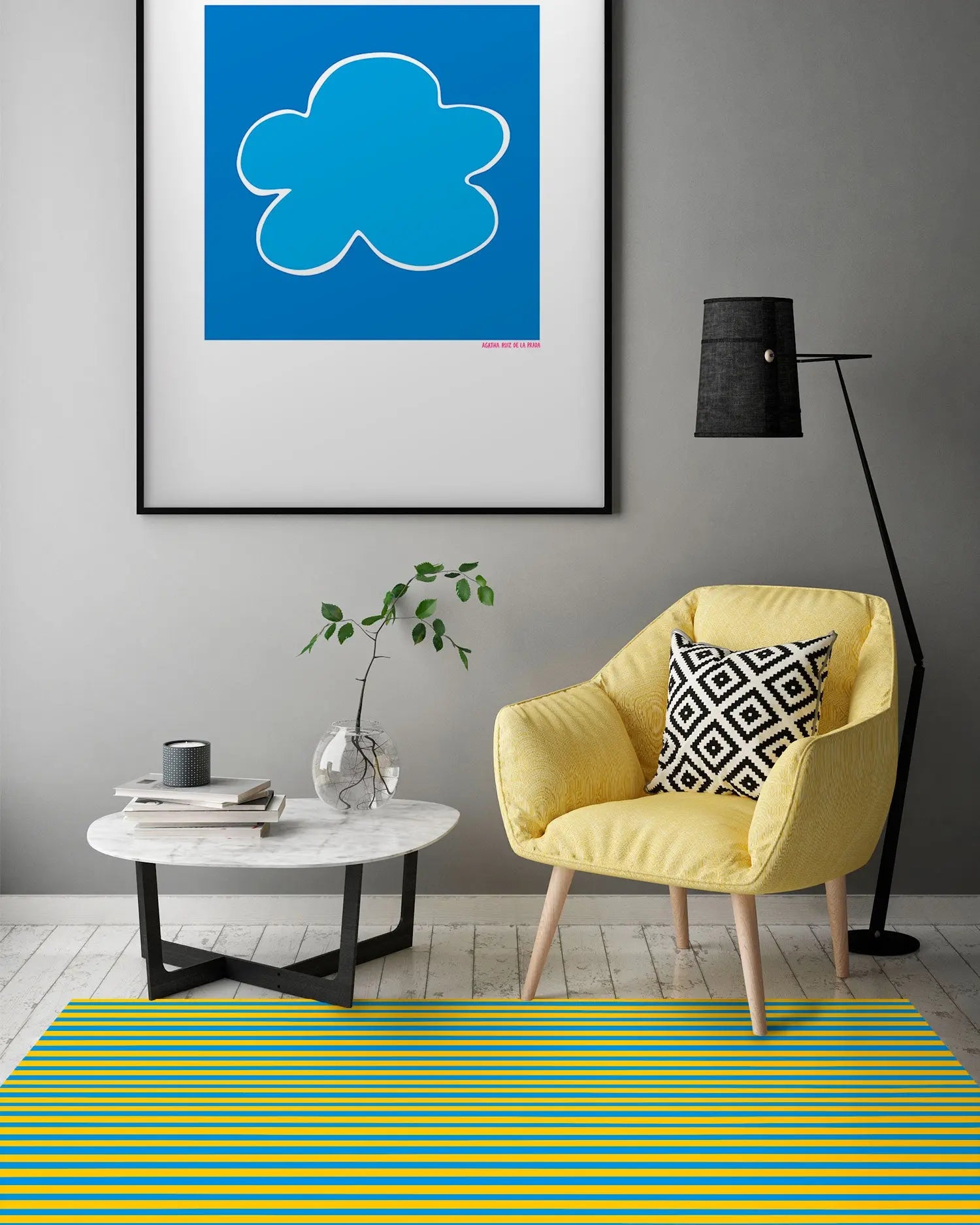 Alfombra Agatha Ruiz de la Prada Estampados Básicos Líneas Amarillas y Azules Oscuro Home & Living 