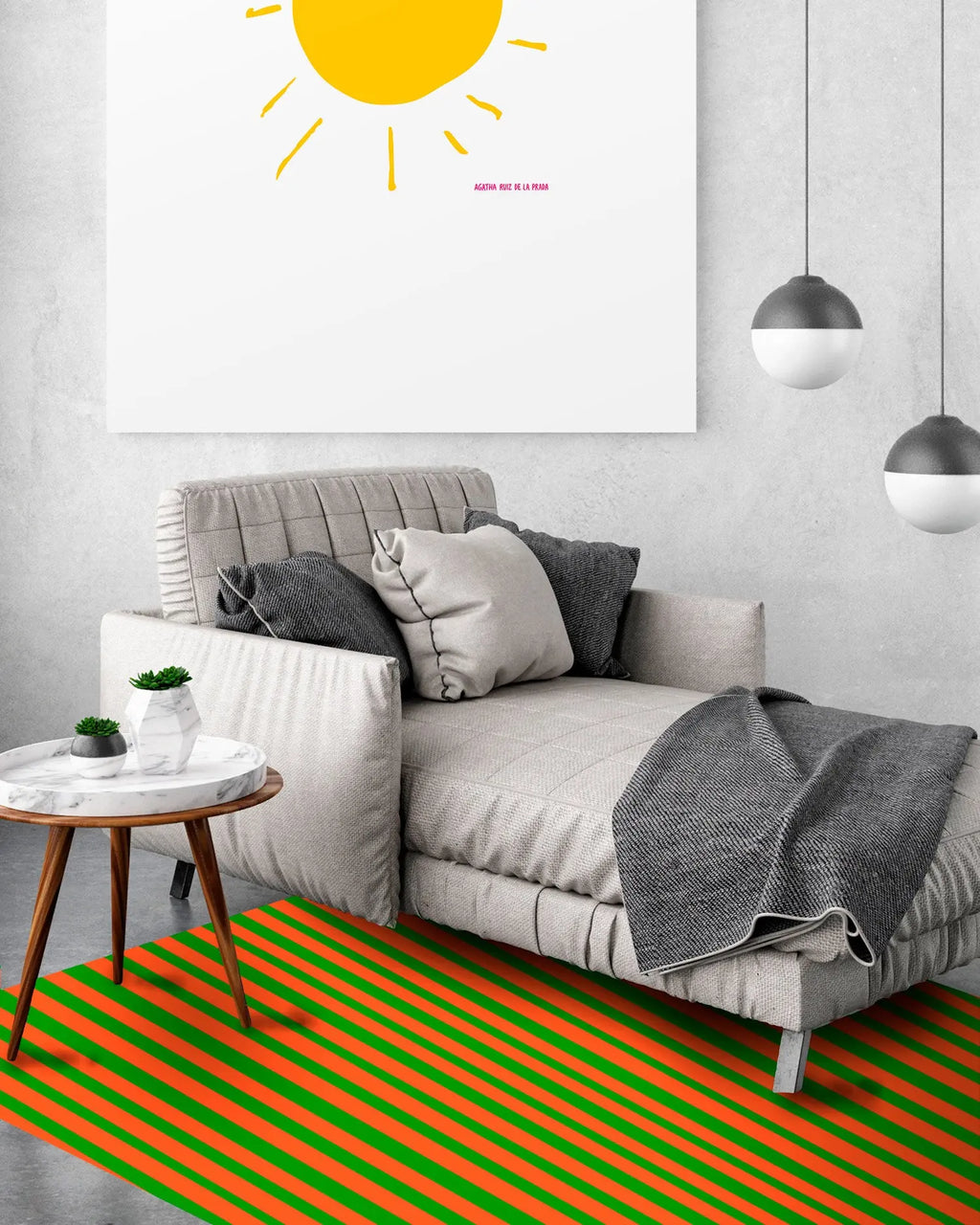 Alfombra Agatha Ruiz de la Prada Estampados Básicos Líneas Naranjas y Verdes Home & Living 