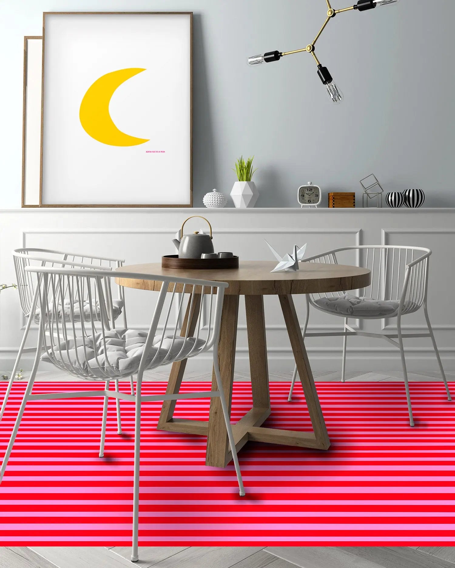 Alfombra Agatha Ruiz de la Prada Estampados Básicos Líneas Rosas y Rojas Home & Living 