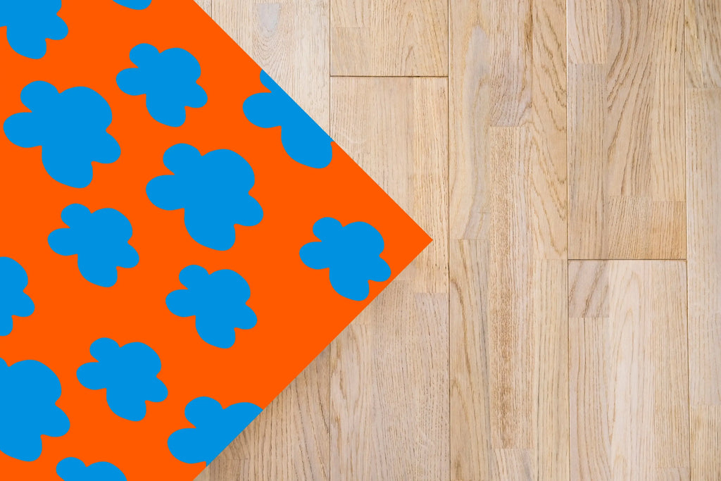 Alfombra Agatha Ruiz de la Prada Estampados Básicos Nubes Azules y Naranjas Home & Living 