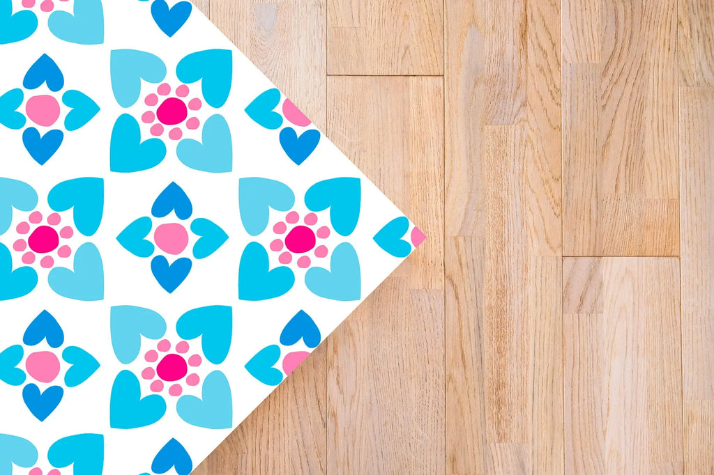 Alfombra Agatha Ruiz de la Prada Hidráulico Azul Baldosas Flores Bicolor Home & Living 