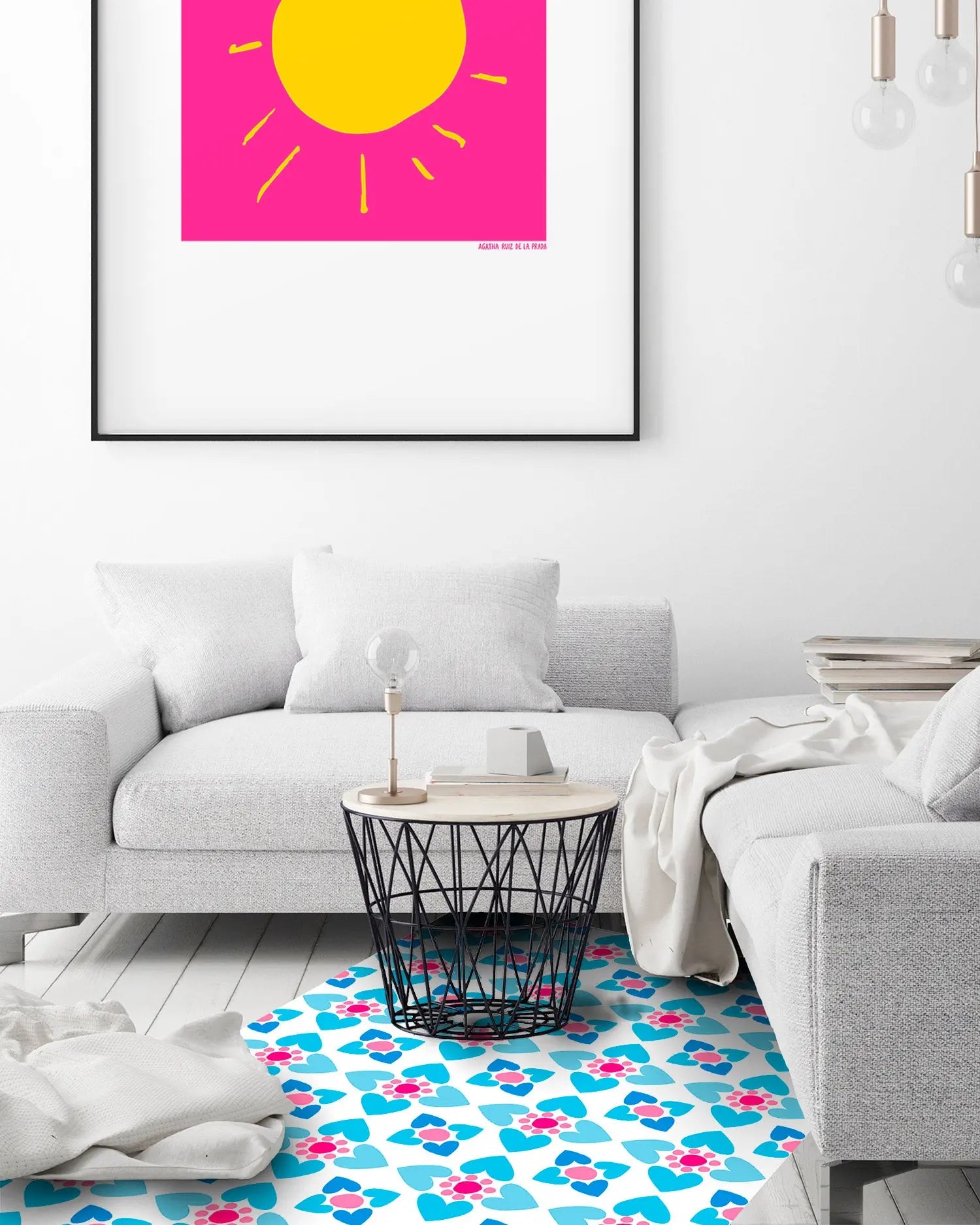 Alfombra Agatha Ruiz de la Prada Hidráulico Azul Baldosas Flores Bicolor Home & Living 