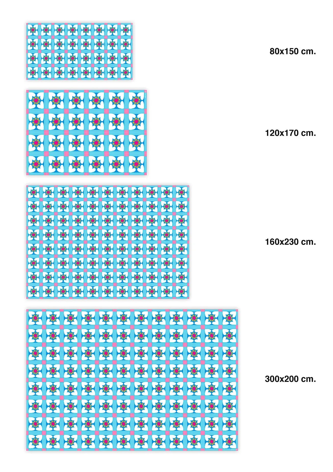 Alfombra Agatha Ruiz de la Prada Hidráulico Azul Baldosas Flores Bordes Home & Living 