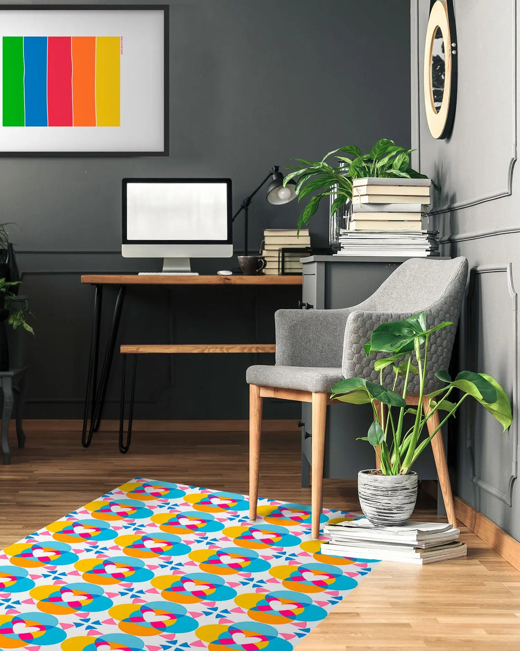 Alfombra Agatha Ruiz de la Prada Hidráulico Azul Corazones Caleidoscopio Home & Living 