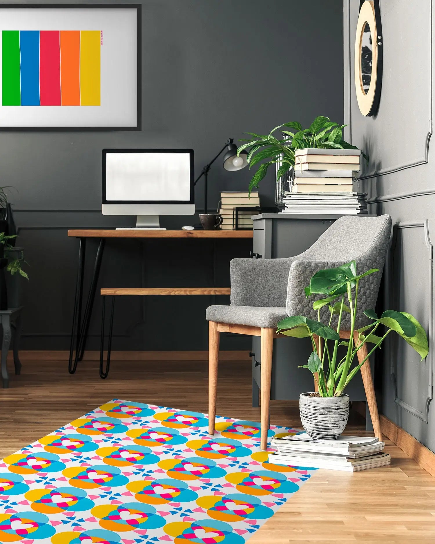 Alfombra Agatha Ruiz de la Prada Hidráulico Azul Corazones Caleidoscopio Home & Living 