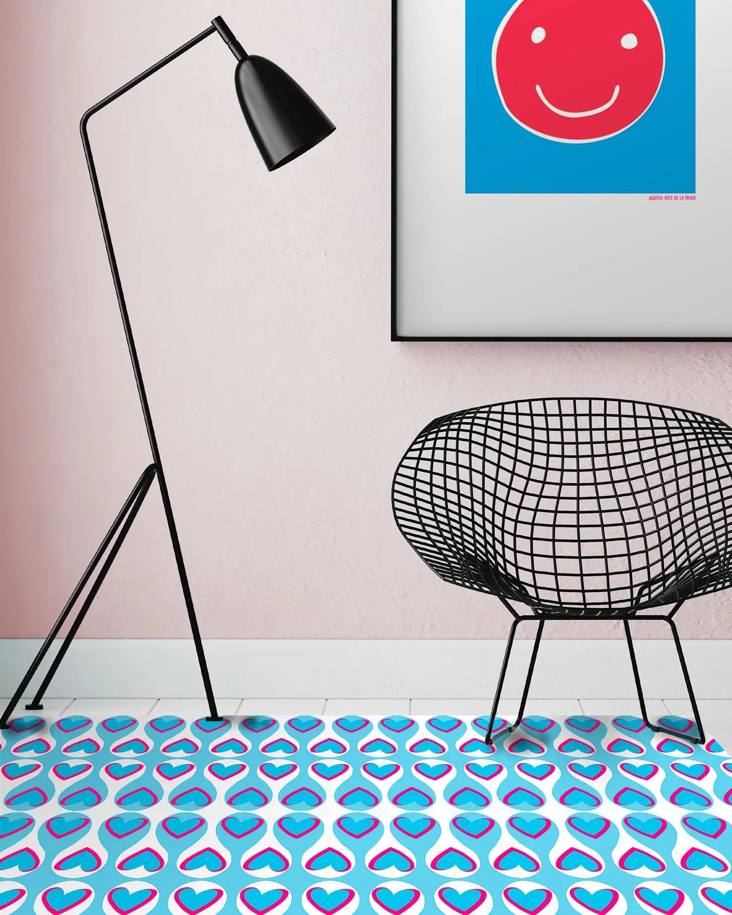 Alfombra Agatha Ruiz de la Prada Hidráulico Azul Corazones Home & Living 