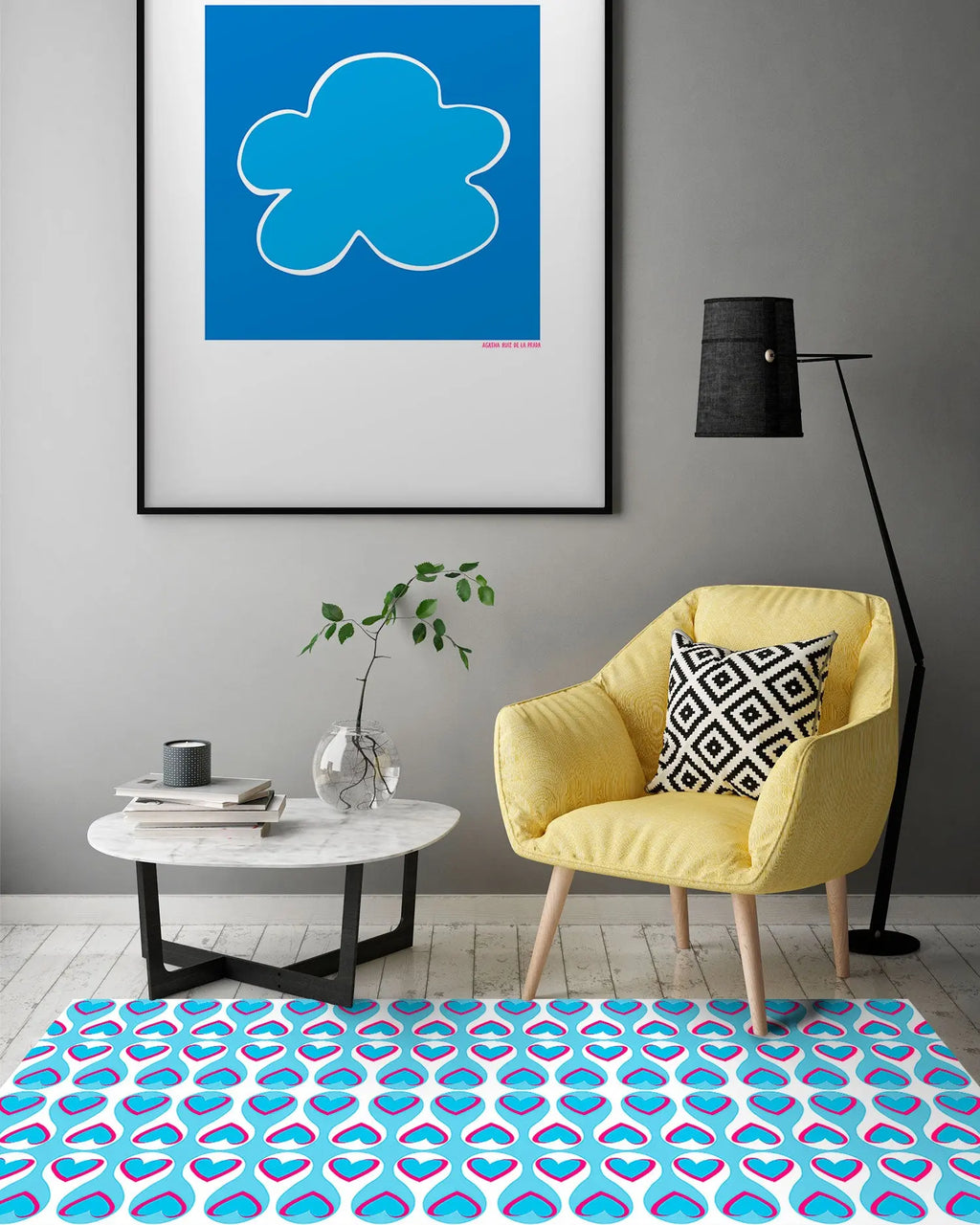 Alfombra Agatha Ruiz de la Prada Hidráulico Azul Corazones Home & Living 