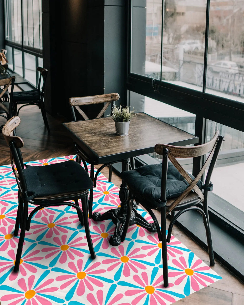 Alfombra Agatha Ruiz de la Prada Hidráulico Azul Margaritas Home & Living 