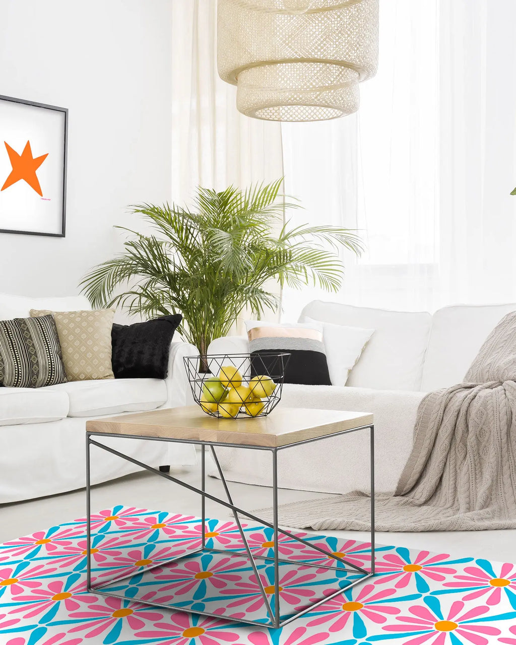 Alfombra Agatha Ruiz de la Prada Hidráulico Azul Margaritas Home & Living 