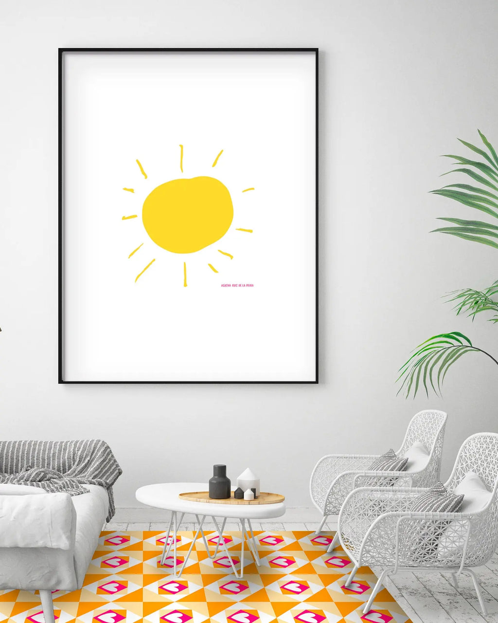 Alfombra Agatha Ruiz de la Prada Hidráulico Crema Baldosas Corazones Home & Living 