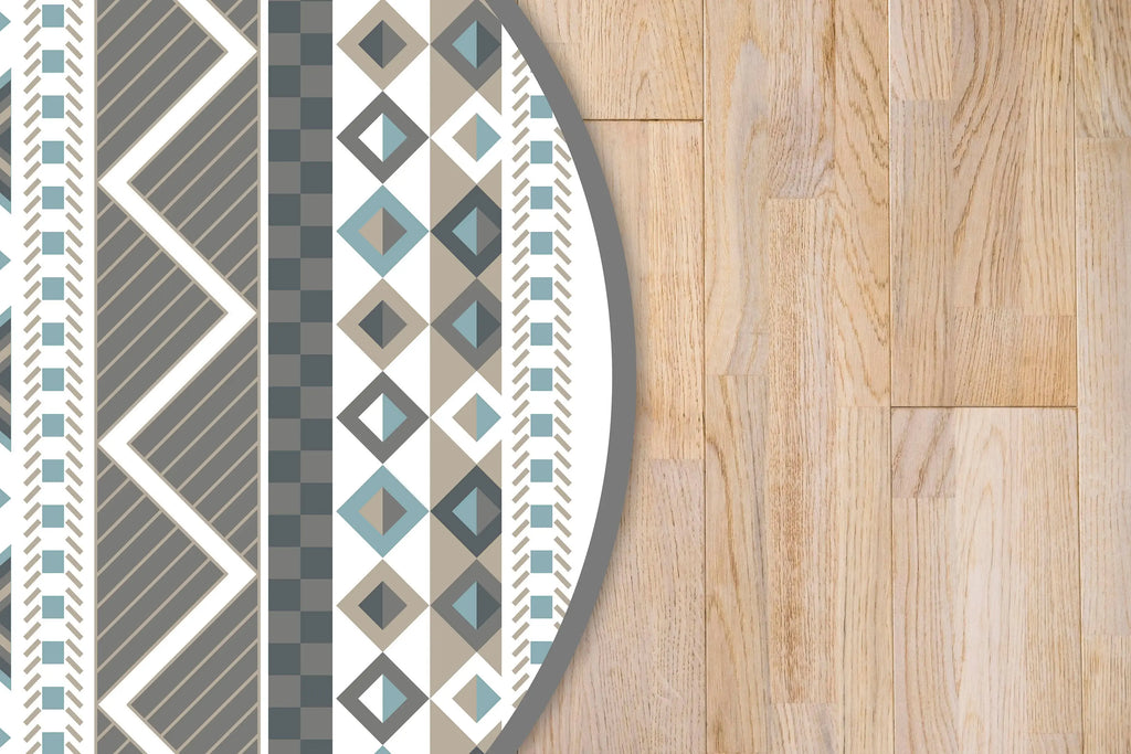 Alfombra Azteca Azul Redonda freeshipping - Home and Living