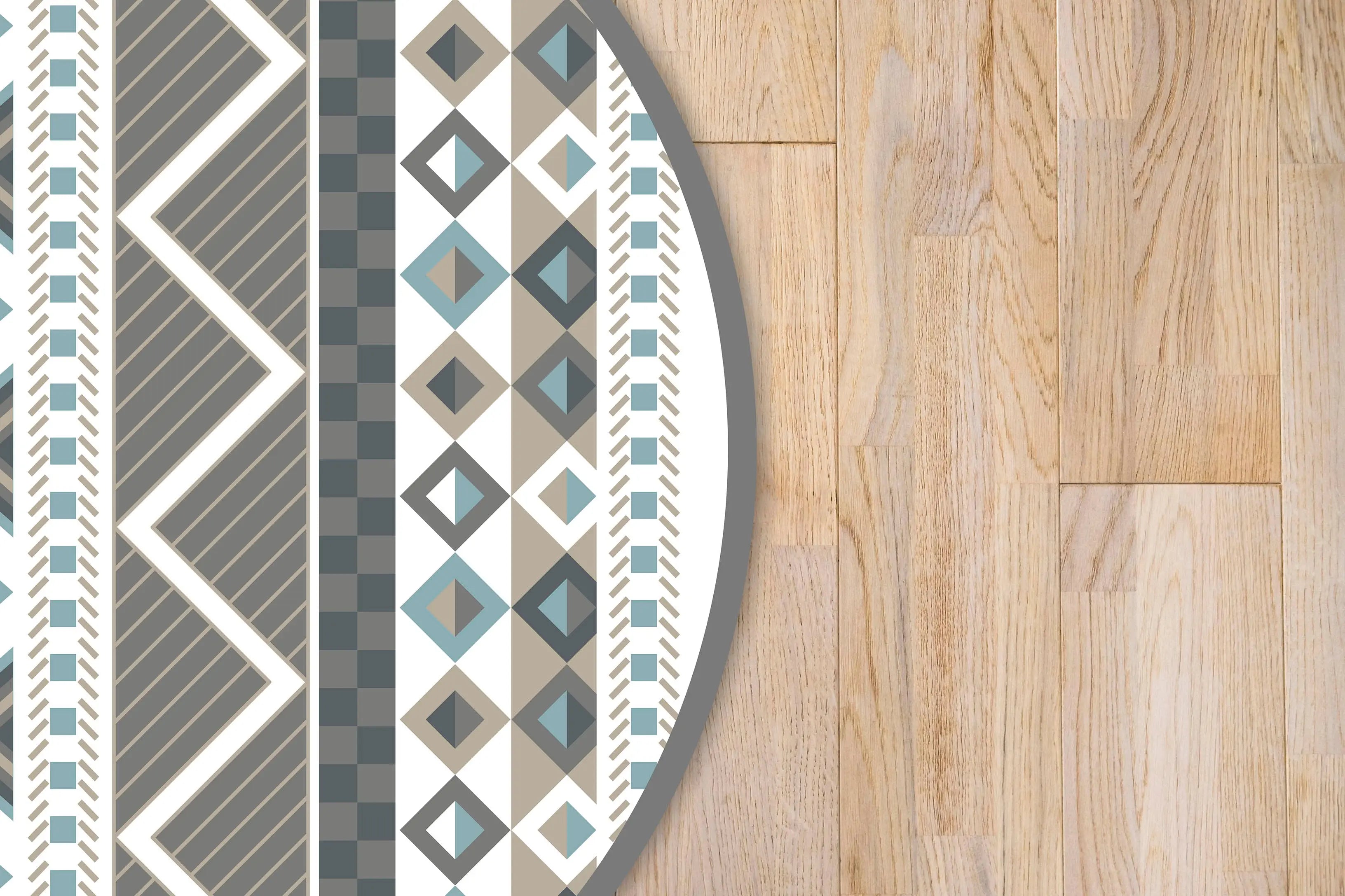 Alfombra Azteca Azul Redonda freeshipping - Home and Living