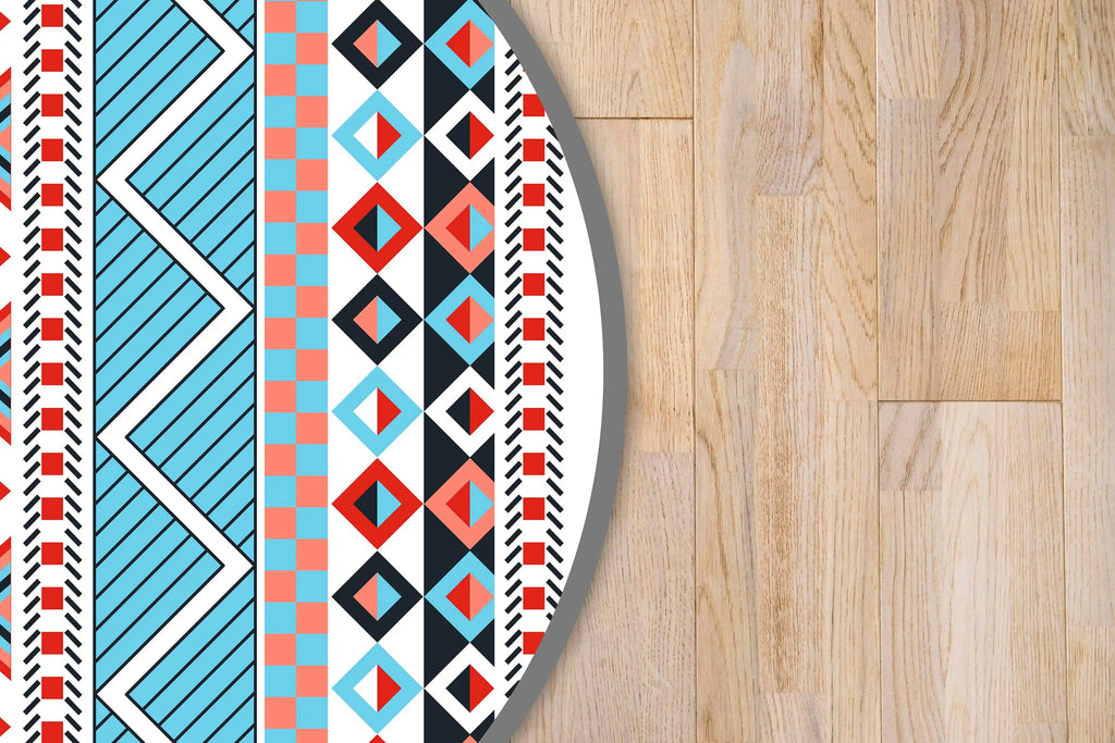 Alfombra Azteca Multicolor Redonda freeshipping - Home and Living
