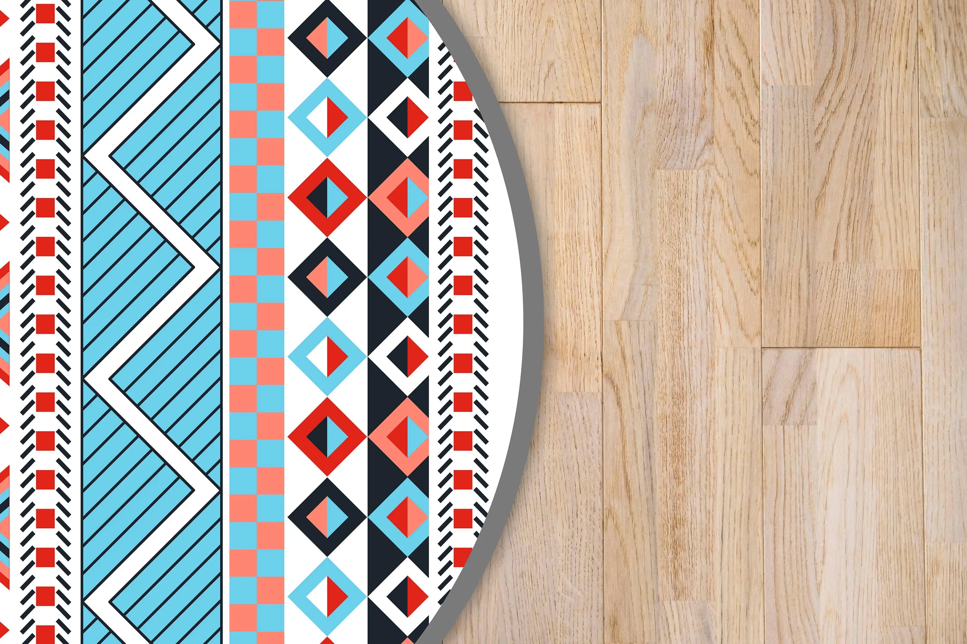 Alfombra Azteca Multicolor Redonda freeshipping - Home and Living