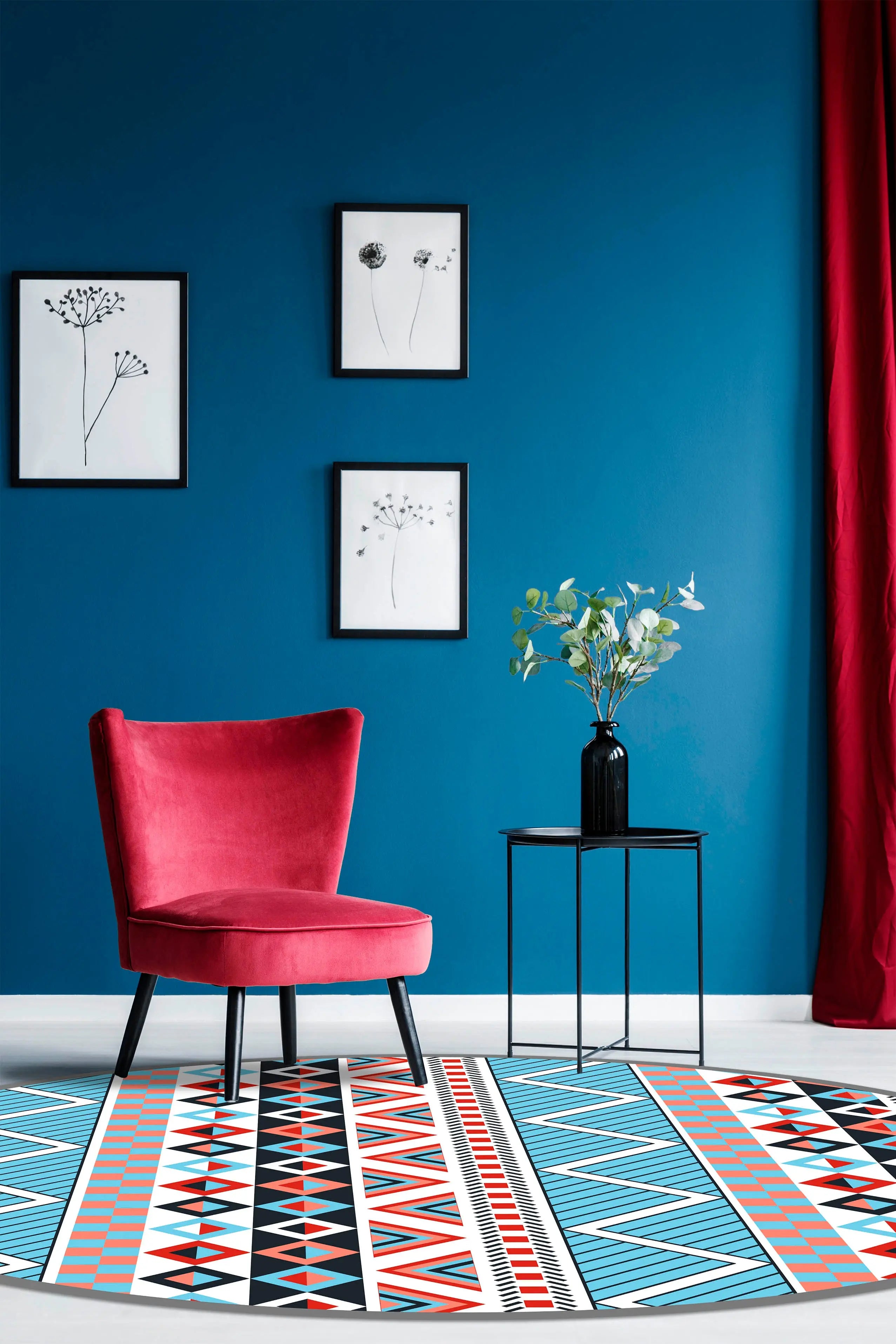 Alfombra Azteca Multicolor Redonda freeshipping - Home and Living