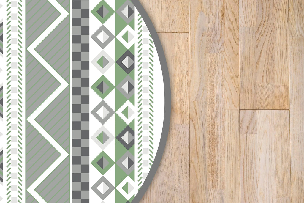 Alfombra Azteca Verde Redonda freeshipping - Home and Living