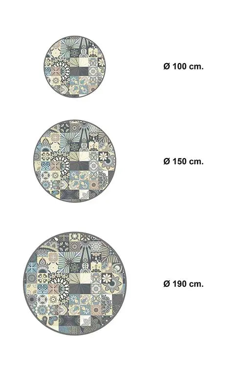 Alfombra Azul Hidráulico Redonda Home & Living 