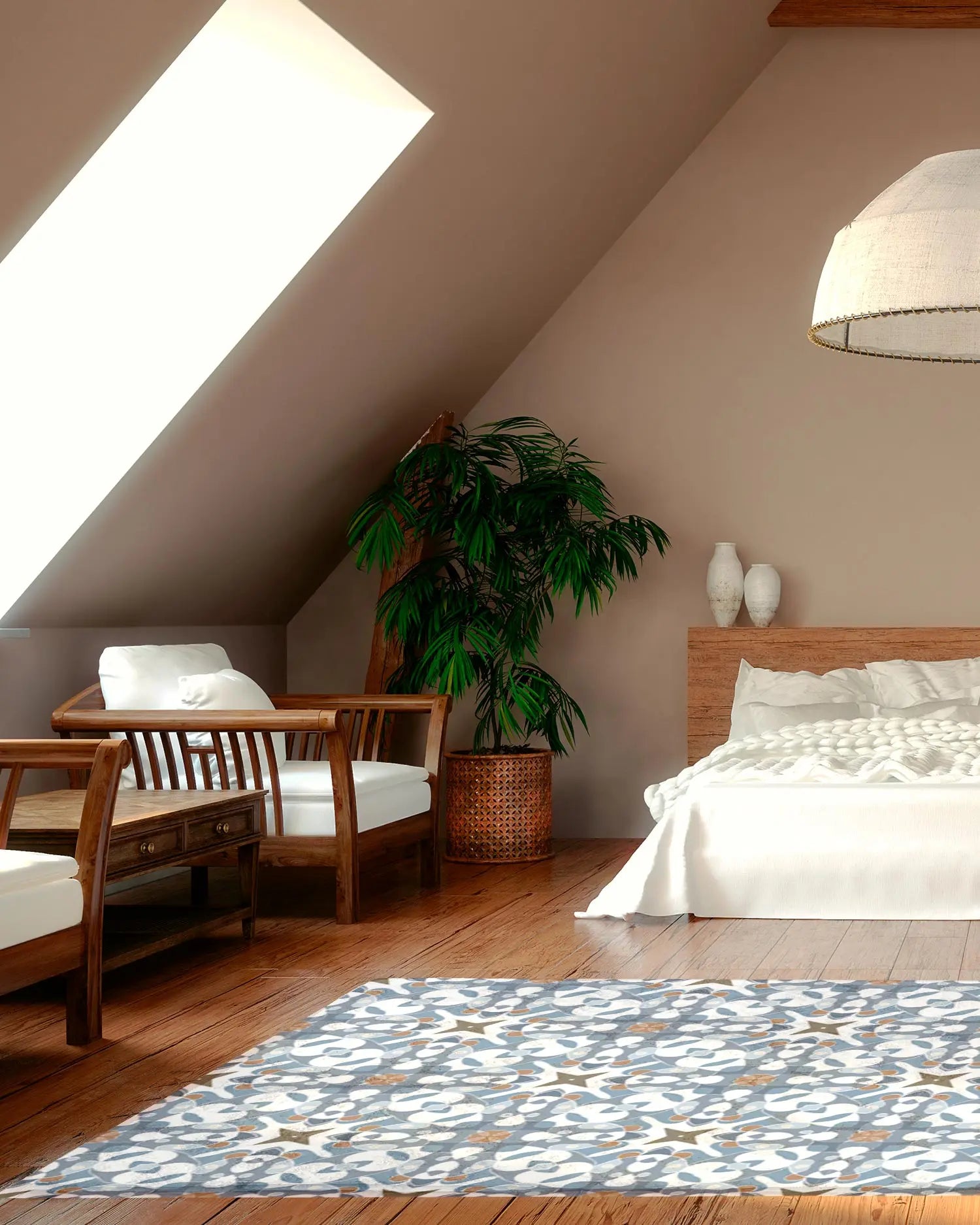 Alfombra Azulejo Hidráulico Tipo Oriental Azul freeshipping - Home and Living