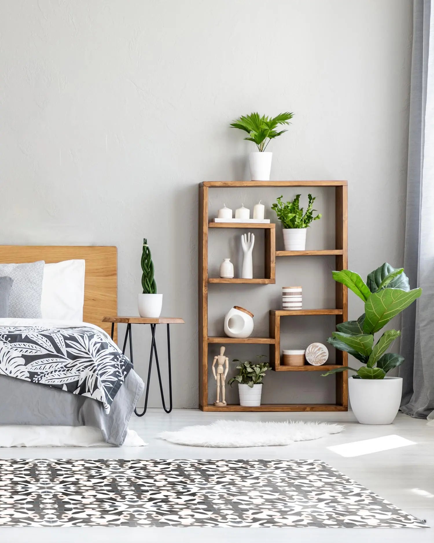 Alfombra Azulejo Hidráulico Tipo Oriental Gris freeshipping - Home and Living