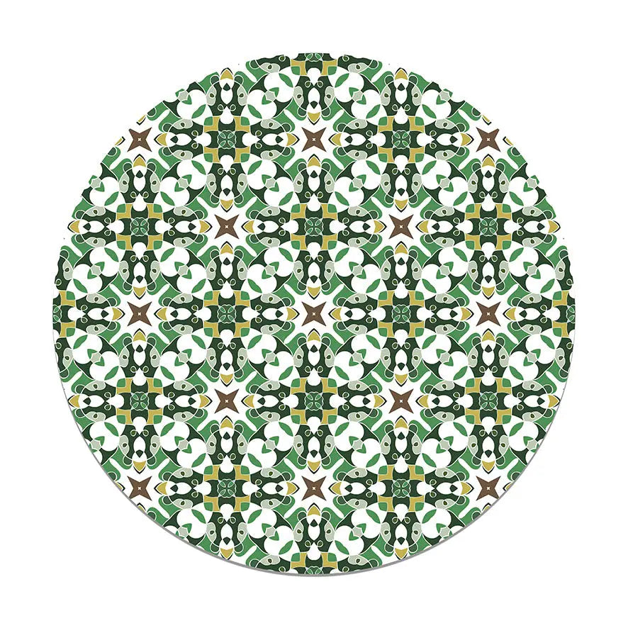 Alfombra Azulejo Hidráulico Tipo Oriental Verde Redonda freeshipping - Home and Living