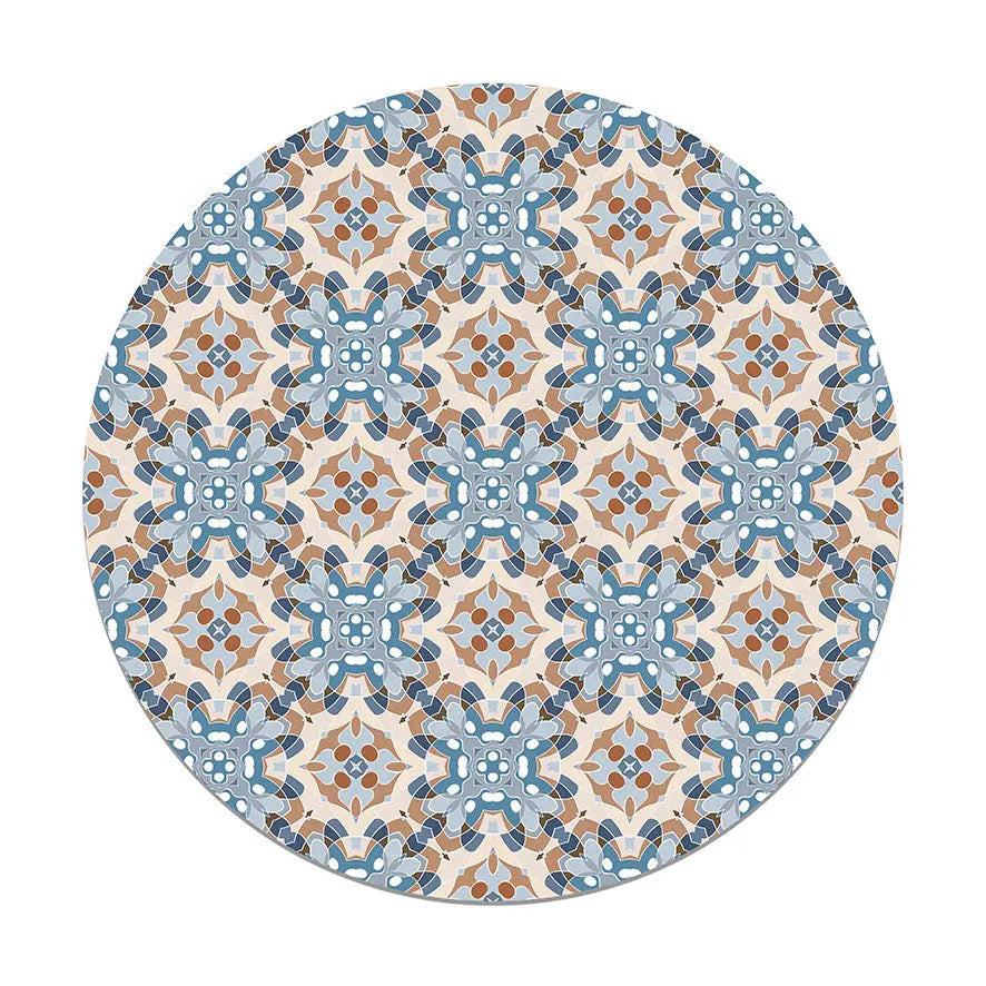 Alfombra Azulejo Oriental Azul Redonda freeshipping - Home and Living