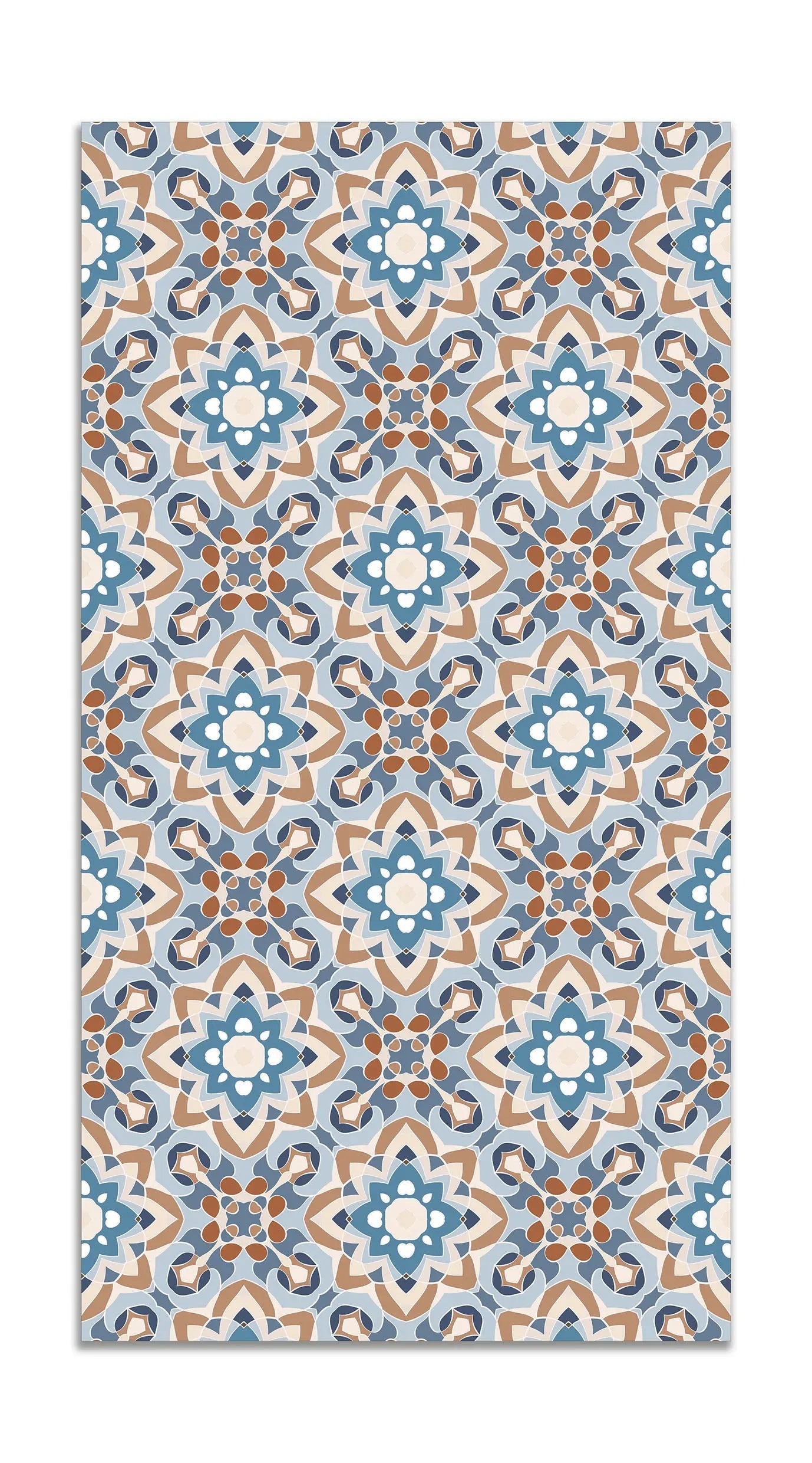 Alfombra Azulejo Oriental Floreada Azul freeshipping - Home and Living