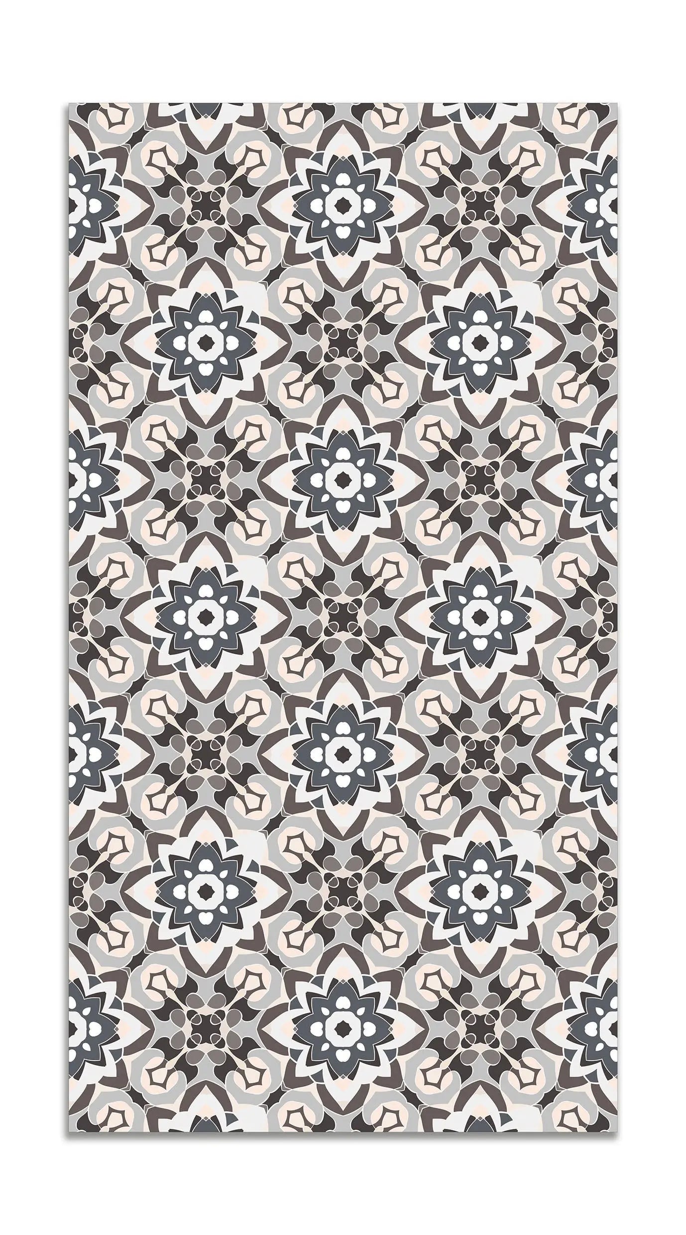 Alfombra Azulejo Oriental Floreada Gris freeshipping - Home and Living