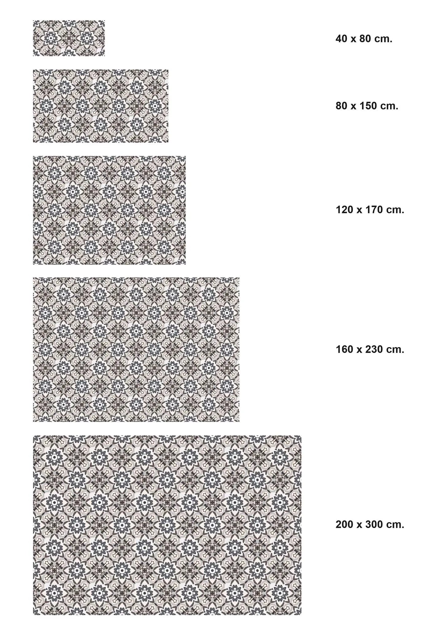 Alfombra Azulejo Oriental Floreada Gris freeshipping - Home and Living