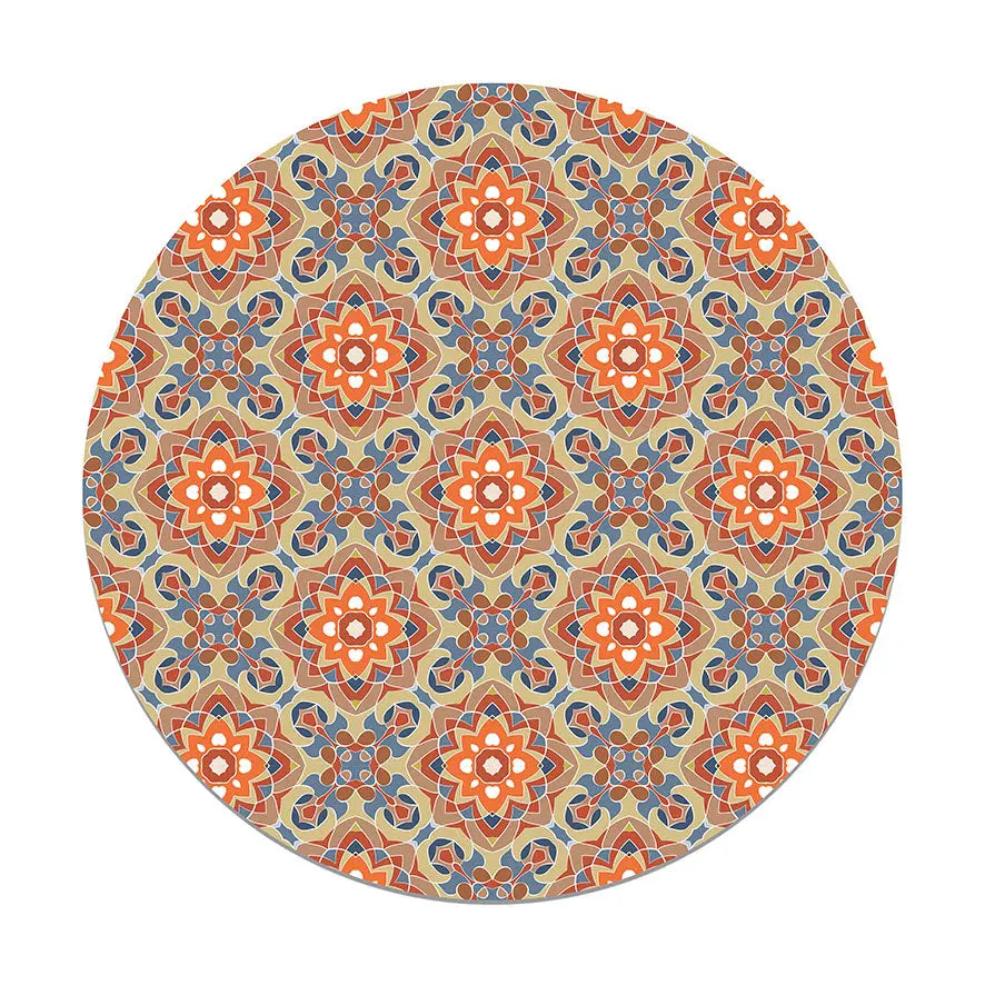 Alfombra Azulejo Oriental Floreada Original Redonda freeshipping - Home and Living