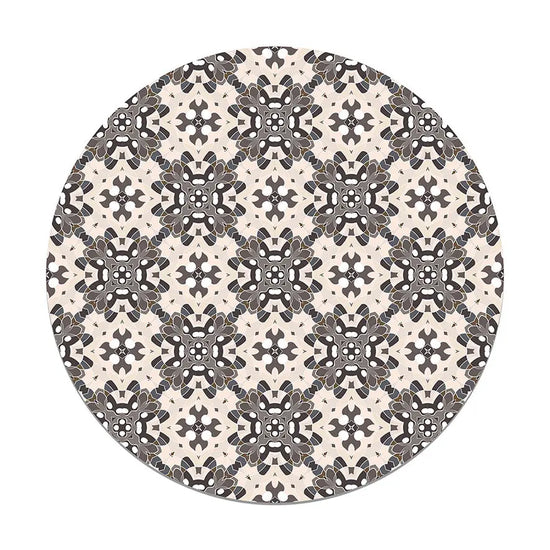 Alfombra Azulejo Oriental Gris Redonda freeshipping - Home and Living