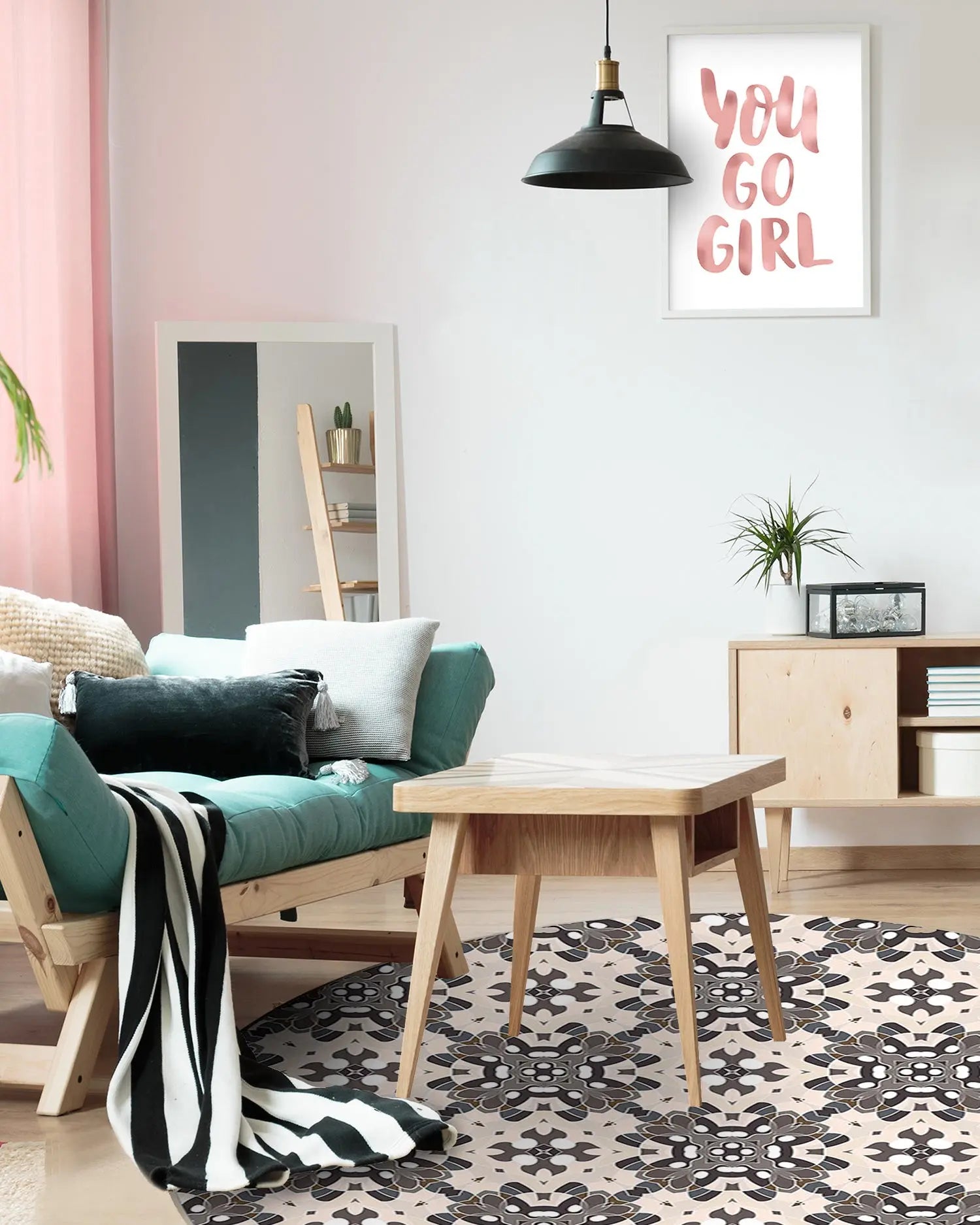 Alfombra Azulejo Oriental Gris Redonda freeshipping - Home and Living