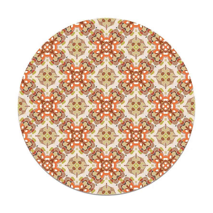 Alfombra Azulejo Oriental Naranja Redonda freeshipping - Home and Living
