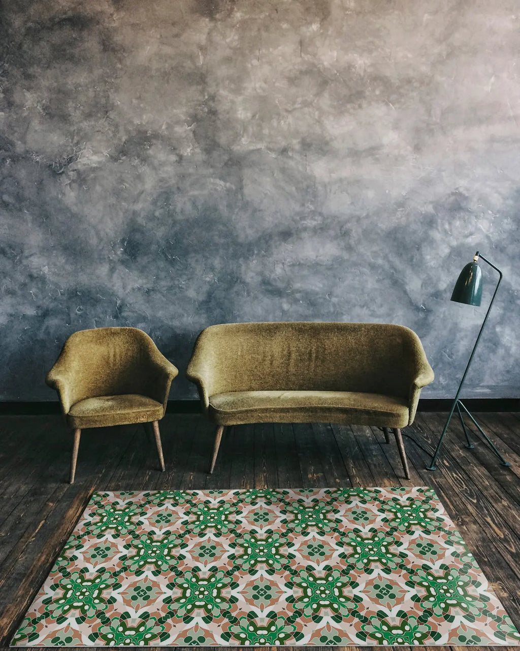 Alfombra Azulejo Oriental Verde freeshipping - Home and Living