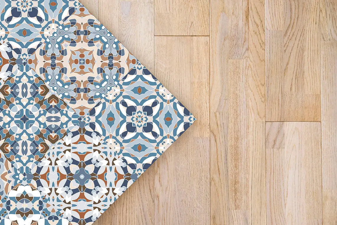 Alfombra Baldosa Hidráulico Oriental Azul freeshipping - Home and Living