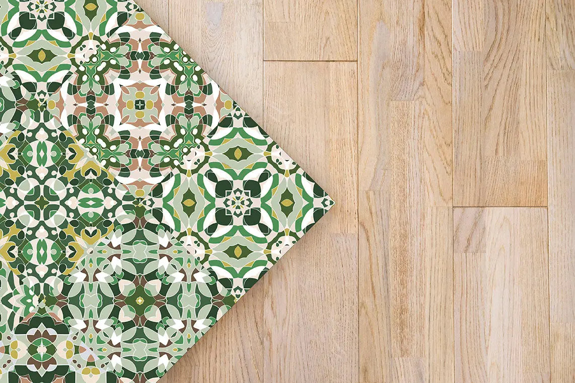 Alfombra Baldosa Hidráulico Oriental Verde freeshipping - Home and Living