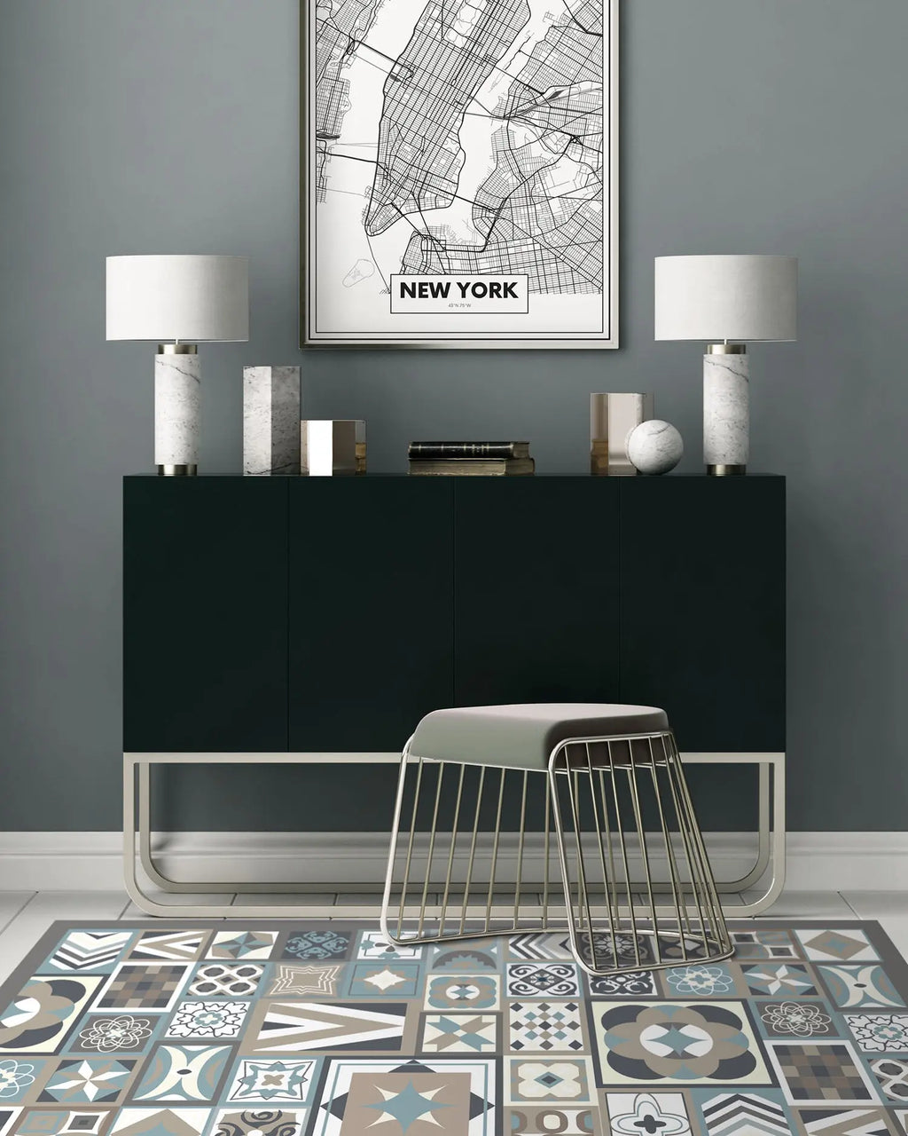 Alfombra Baldosín Azul freeshipping - Home and Living