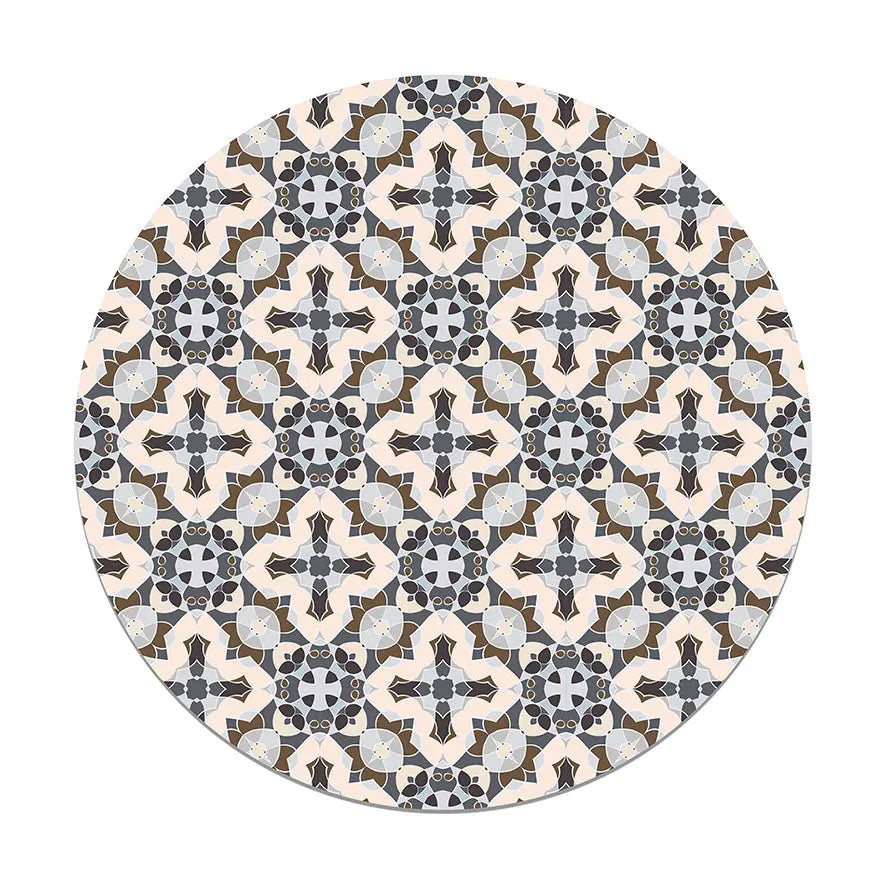 Alfombra Baldosín Estilo Oriental Gris Redonda freeshipping - Home and Living