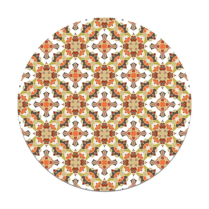Alfombra Baldosín Estilo Oriental Naranja Redonda freeshipping - Home and Living